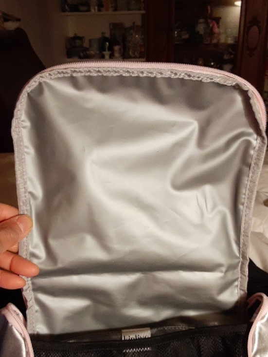 NWT Kipling Kichilu Lunch Bag Silver Metallic with Pale Pink Trim - Picture 11 of 16